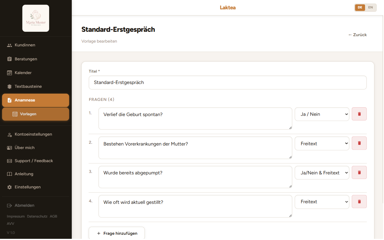 Individuelle Anamnesebögen erstellen