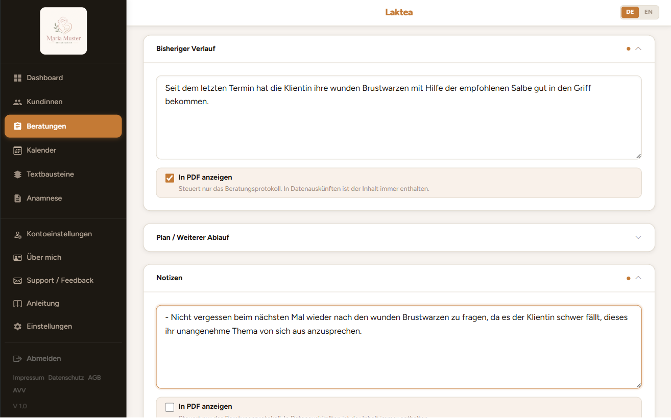 Notizen zum Beratungsverlauf