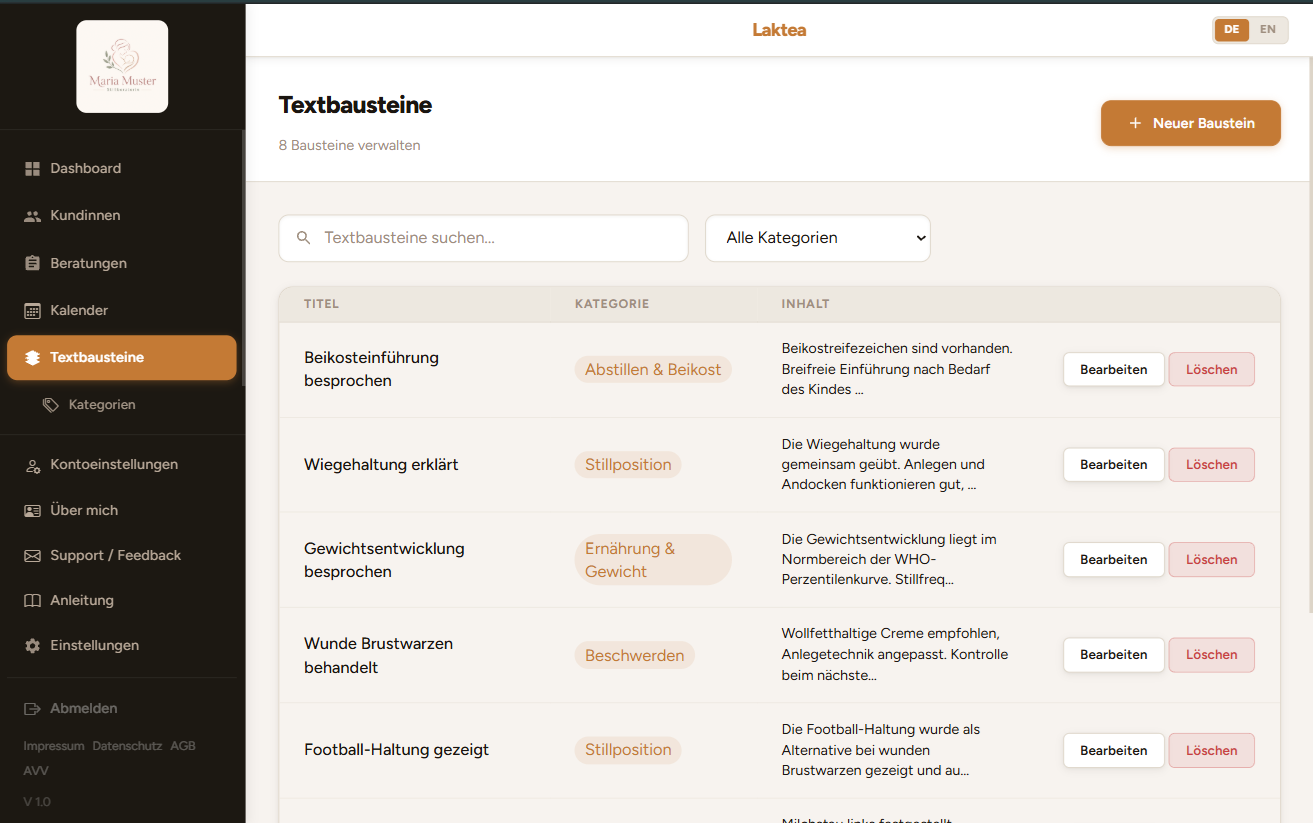 Textbaustein-Verwaltung